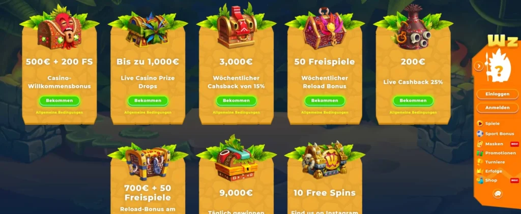 Bonos y promociones de Wazamba Casino