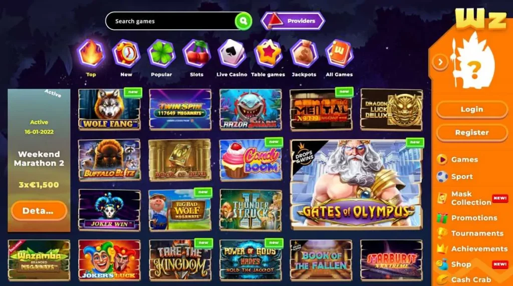 Juegos en Wazamba Casino